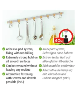 Wenko Turbo-Loc® Hakenleiste Premium Mit 8 Haken In Silber -Relaxdays Verkaufsshop wenko turbo loc r hakenleiste premium mit 8 haken in silber 15