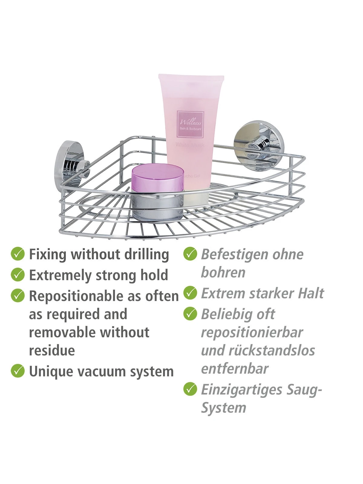 Wenko Vacuum-Loc® Eckablage Bari In Chrom 4 Wenko Vacuum-Loc® Eckablage Bari In Chrom – Bild 4