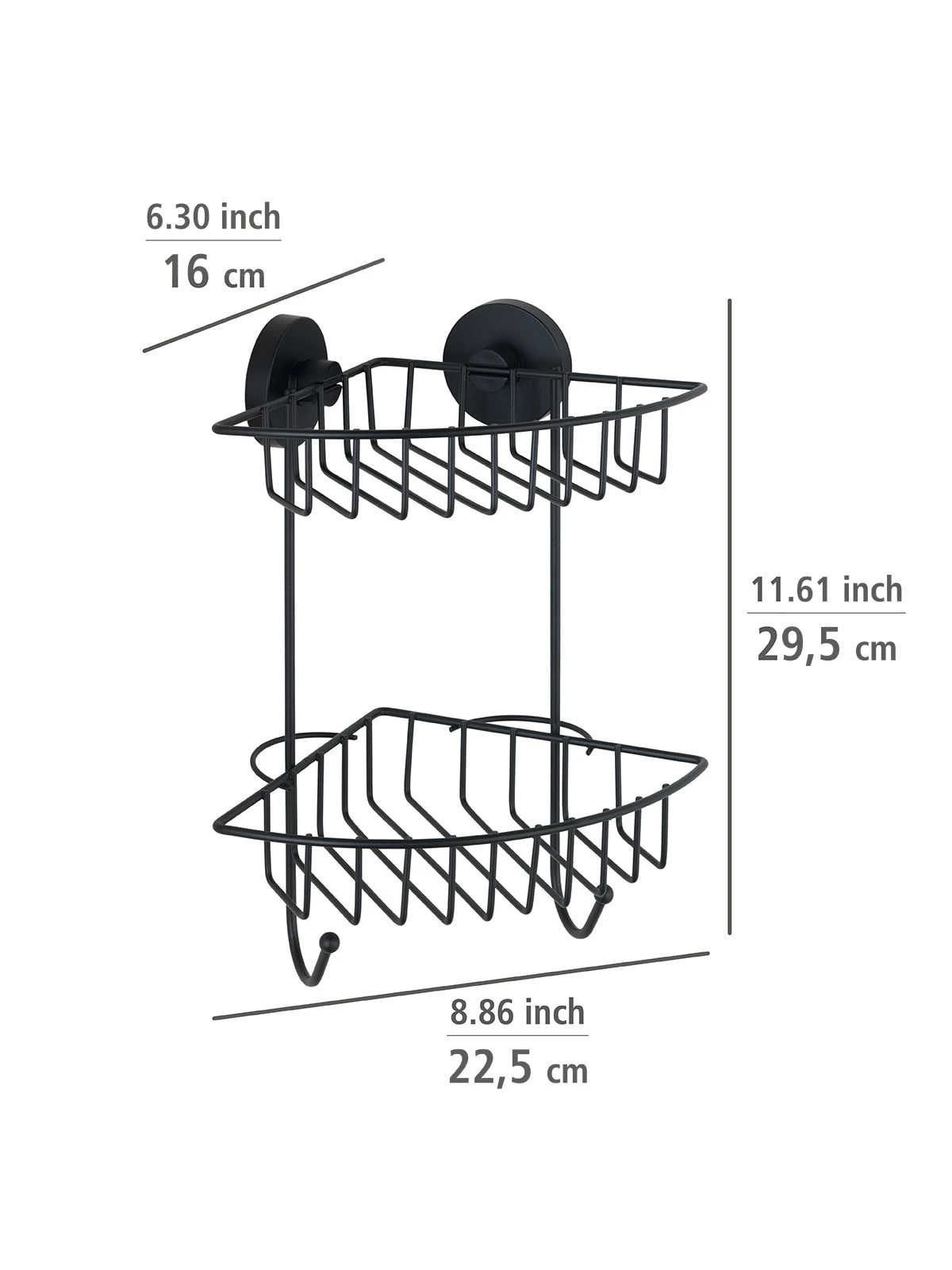 Wenko Vacuum-Loc® Eckregal 2 Etagen Bari Schwarz In Schwarz 11 Wenko Vacuum-Loc® Eckregal 2 Etagen Bari Schwarz In Schwarz – Bild 11