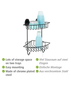 Wenko Vacuum-Loc® Eckregal 2 Etagen Bari Schwarz In Schwarz 14 Wenko Vacuum-Loc® Eckregal 2 Etagen Bari Schwarz In Schwarz -Relaxdays Verkaufsshop wenko vacuum loc r eckregal 2 etagen bari schwarz in schwarz 2