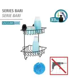 Wenko Vacuum-Loc® Eckregal 2 Etagen Bari Schwarz In Schwarz 19 Wenko Vacuum-Loc® Eckregal 2 Etagen Bari Schwarz In Schwarz -Relaxdays Verkaufsshop wenko vacuum loc r eckregal 2 etagen bari schwarz in schwarz 7