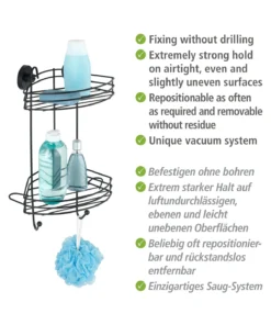 Wenko Vacuum-Loc® Eckregal 2 Etagen Schwarz In Schwarz -Relaxdays Verkaufsshop wenko vacuum loc r eckregal 2 etagen schwarz in schwarz 10