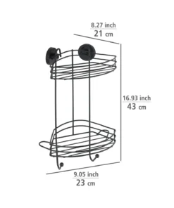 Wenko Vacuum-Loc® Eckregal 2 Etagen Schwarz In Schwarz -Relaxdays Verkaufsshop wenko vacuum loc r eckregal 2 etagen schwarz in schwarz 11