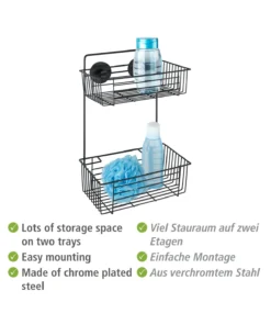 Wenko Vacuum-Loc® Wandregal 2 Etagen Bari Schwarz In Schwarz -Relaxdays Verkaufsshop wenko vacuum loc r wandregal 2 etagen bari schwarz in schwarz 2