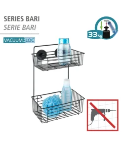 Wenko Vacuum-Loc® Wandregal 2 Etagen Bari Schwarz In Schwarz -Relaxdays Verkaufsshop wenko vacuum loc r wandregal 2 etagen bari schwarz in schwarz 7