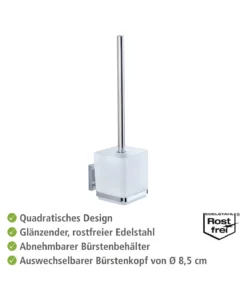 Wenko Vacuum-Loc® WC-Garnitur Quadro Edelstahl In Glänzend -Relaxdays Verkaufsshop wenko vacuum loc r wc garnitur quadro edelstahl in glanzend 11