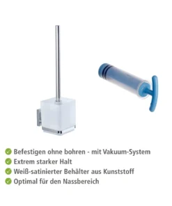 Wenko Vacuum-Loc® WC-Garnitur Quadro Edelstahl In Glänzend -Relaxdays Verkaufsshop wenko vacuum loc r wc garnitur quadro edelstahl in glanzend 12