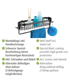 Wenko Wandablage Mit Haken Classic Plus Black In Schwarz -Relaxdays Verkaufsshop wenko wandablage mit haken classic plus black in schwarz 3