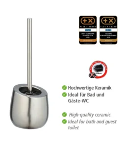 Wenko WC-Garnitur Badi Chrom Matt Keramik In Silber -Relaxdays Verkaufsshop wenko wc garnitur badi chrom matt keramik in silber 2