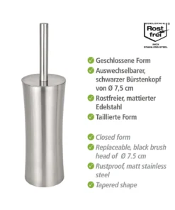 Wenko WC-Garnitur Pieno Matt Edelstahl In Satiniert -Relaxdays Verkaufsshop wenko wc garnitur pieno matt edelstahl in satiniert 2