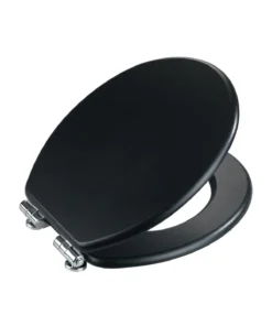 Wenko WC-Sitz Cuero Schwarz In Schwarz, Befestigung: Silber Glänzend -Relaxdays Verkaufsshop wenko wc sitz cuero schwarz in schwarz befestigung silber glanzend 2