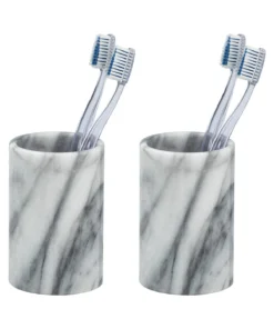 Wenko Zahnputzbecher Onyx 2er Set Marmor In Weiß