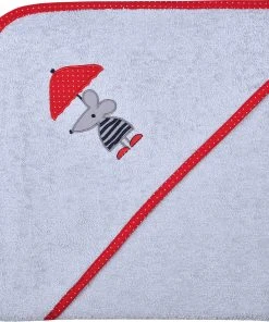 Wörner Kapuzenbadetuch In Grau/rot