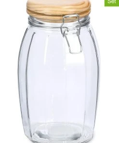 Zeller 2er-Set: Vorratsgläser In Transparent/ Hellbraun - 1,85 L