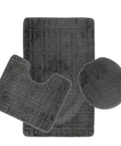 Zellerfeld 3-Teilig Bad Garnitur Bademattenset In Dunkelgrau