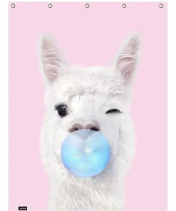 Juniqe Duschvorhang "Bubblegum Lama" In Rosa & Türkis
