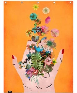 Juniqe Duschvorhang "Frida's Hands" In Bunt & Orange