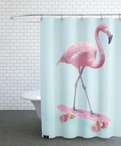 Juniqe Duschvorhang "Skate Flamingo" In Blau & Rosa -Relaxdays Verkaufsshop juniqe duschvorhang skate flamingo in blau and rosa 2