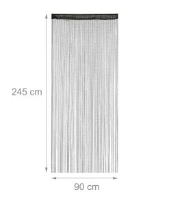 Relaxdays 4 X Fadenvorhang "Glitzer" In Schwarz - (L)245 X (B)90 Cm -Relaxdays Verkaufsshop relaxdays 4 x fadenvorhang glitzer in schwarz l 245 x b 90 cm 3