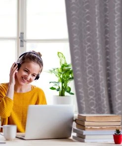 Relaxdays 4 X Vorhang "Muster" In Grau/ Silber - (B)135 X (H)175 Cm -Relaxdays Verkaufsshop relaxdays 4 x vorhang muster in grau silber b 135 x h 175 cm 2