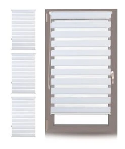 Relaxdays 4x Doppelrollo In Weiß - (B)60 X (H)156 Cm