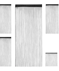 Relaxdays 4x Fadenvorhang In Schwarz - (L)245 X (B)90 Cm