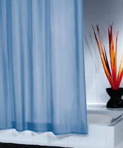 RIDDER Duschvorhang Textil Madison Inkl. Ringe Blau -Relaxdays Verkaufsshop ridder duschvorhang textil madison inkl ringe blau 1