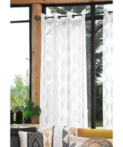 STOF France Ösengardine "Ethnograf" In Weiß - (L)260 X (B)140 Cm