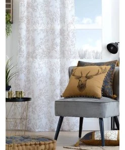 STOF France Ösengardine "Goldy" In Weiß/ Beige - (L)260 X (B)135 Cm -Relaxdays Verkaufsshop stof france osengardine goldy in weiss beige l 260 x b 135 cm 2